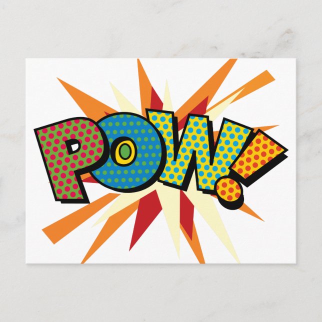 POW Fun Retro Comic Book Pop Art Postcard (Front)