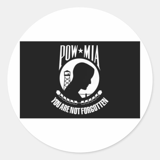POW MIA CLASSIC ROUND STICKER (Front)
