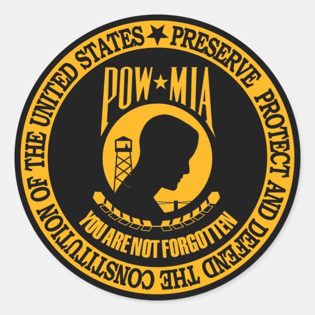 POW-MIA CLASSIC ROUND STICKER (Front)