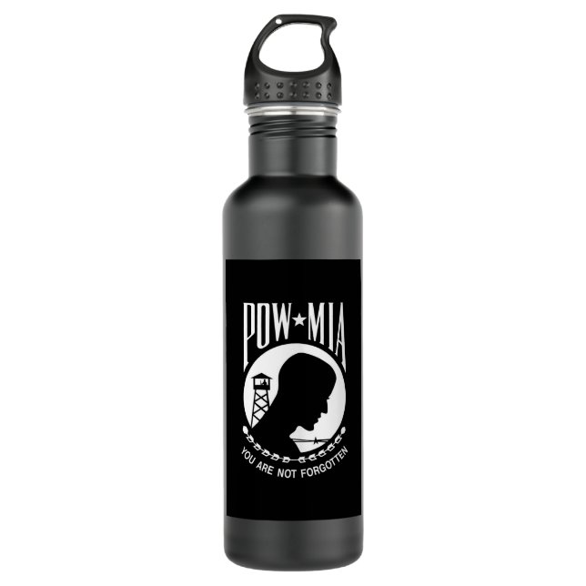 POW MIA Flag: Missing Soldiers of Vietnam War, WW2 710 Ml Water Bottle (Front)