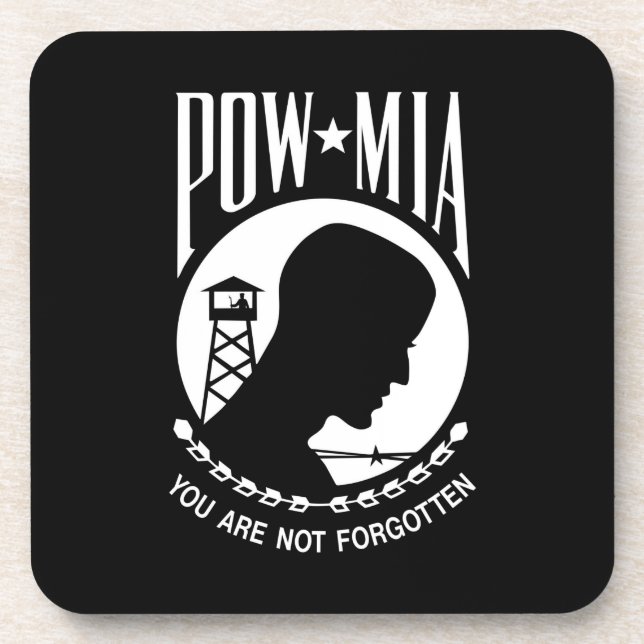 POW MIA Flag: Missing Soldiers of Vietnam War, WW2 Coaster (Front)