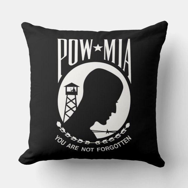POW MIA Flag: Missing Soldiers of Vietnam War, WW2 Cushion (Front)