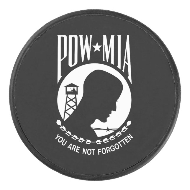 POW MIA Flag: Missing Soldiers of Vietnam War, WW2 Hockey Puck (Front)