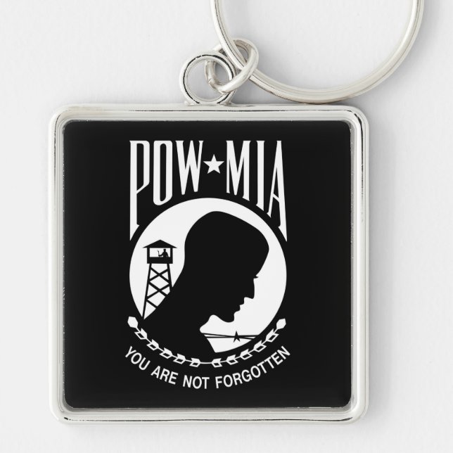 POW MIA Flag: Missing Soldiers of Vietnam War, WW2 Key Ring (Front)