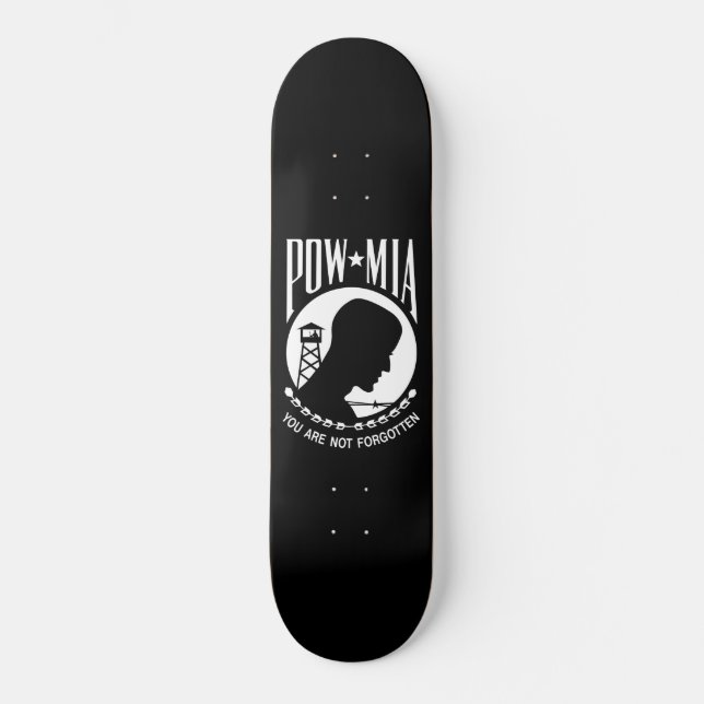 POW MIA Flag: Missing Soldiers of Vietnam War, WW2 Skateboard (Front)