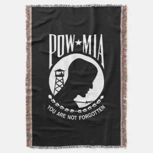 POW MIA Flag: Missing Soldiers of Vietnam War, WW2 Throw Blanket