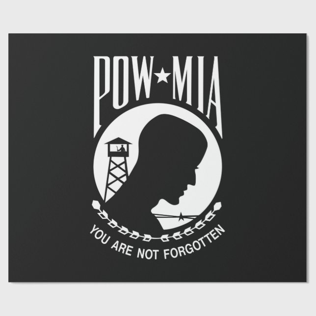 POW MIA Flag: Missing Soldiers of Vietnam War, WW2 Wrapping Paper (Flat)