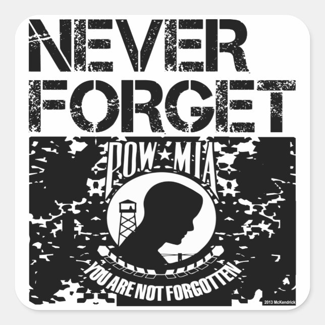 POW MIA Never Forget Square Sticker (Front)