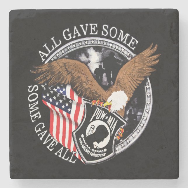 POW-MIA Patriotic Military Stone Coaster (Front)