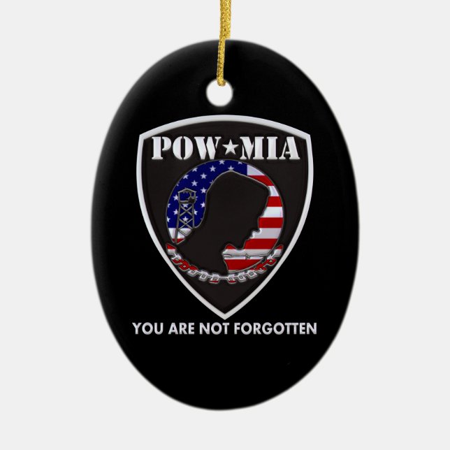 POW MIA - Shield Ceramic Tree Decoration (Front)