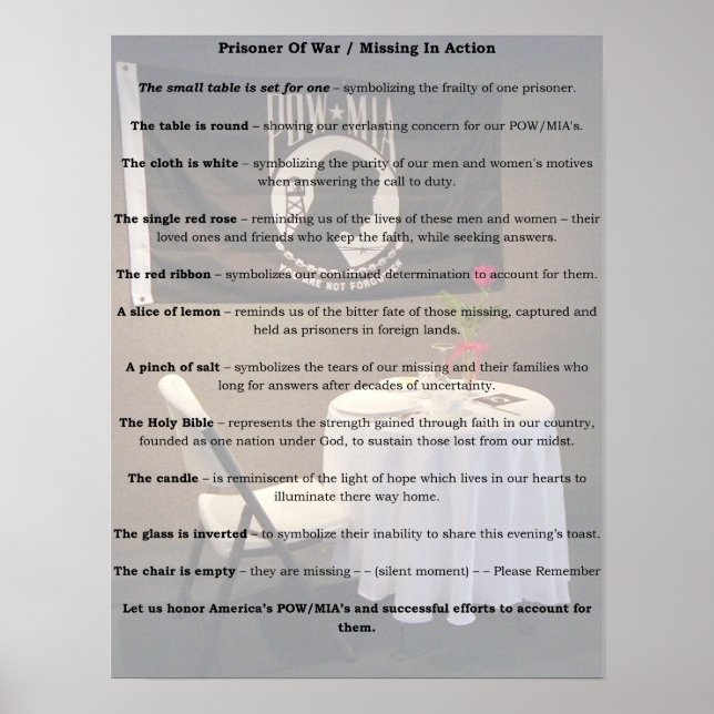 POW/MIA table Poster (Front)