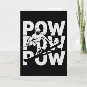 Pow Pow Skiing Figure With Skiing Goggles Helmet P Card