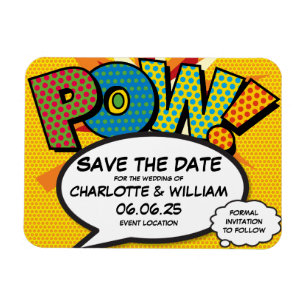POW Save the Date FunModern Colourful Magnet