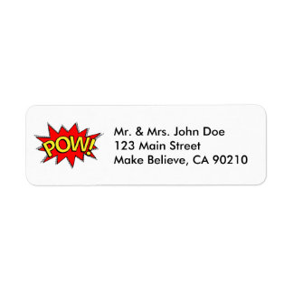 POW! - Superhero Comic Book Red/Yellow Bubble Return Address Label