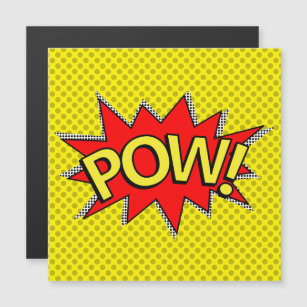 POW! Superhero Comic Book Yellow Magnetic Card