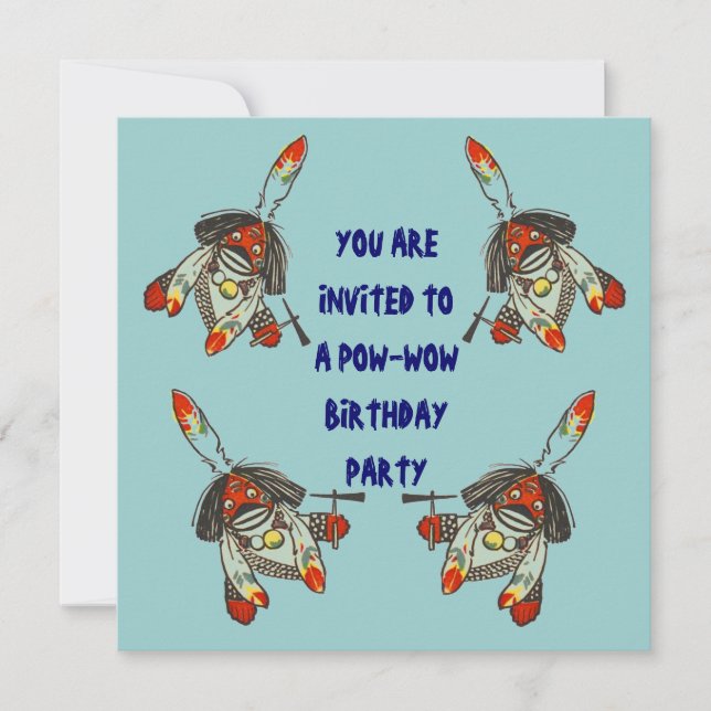 POW-WOW BIRTHDAY PARTY INVITATION ~ EZ2 CUSTOMIZE (Front)
