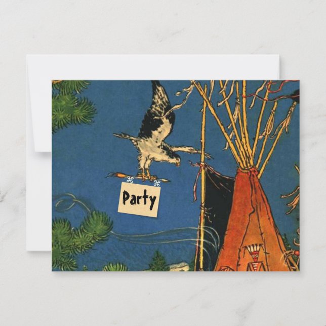 POW-WOW BIRTHDAY PARTY INVITATION ~ EZ2 CUSTOMIZE (Front)