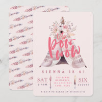 Pow wow teepee birthday party invite