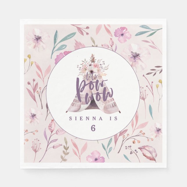 pow wow teepee birthday party napkins (Front)