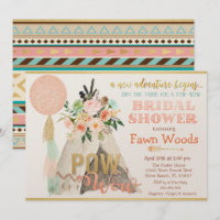 Pow Wow Tribal Teepee Bridal Shower Invitation