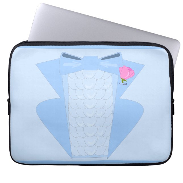 Powder and Ruffled Tuxedo Laptop Sleeve (Front)
