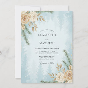 Powder Azure Painted Wedding Invitation