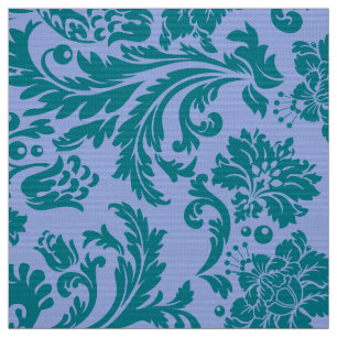 Powder blue and Blue-Green floral damasks Fabric