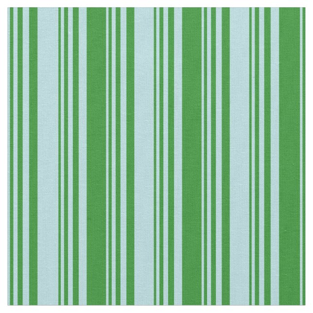 Powder Blue and Forest Green Coloured Lines Fabric (Close Up)