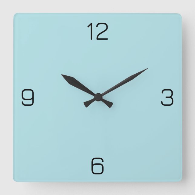 Powder Blue B0E0E6 Colour - Option to Add Name Square Wall Clock (Front)