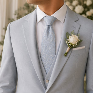 Powder Blue Baroque Floral Tie