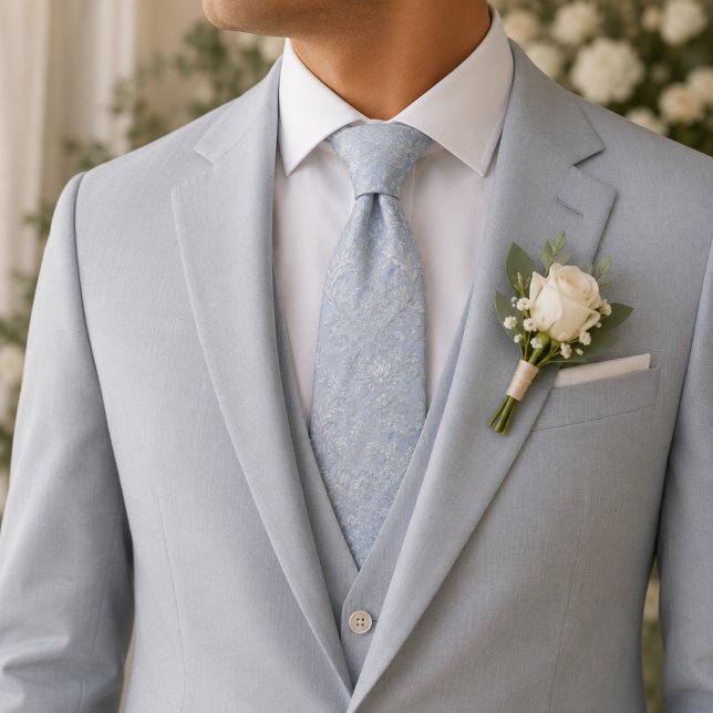 Powder Blue Baroque Floral Tie (Creator Uploaded)