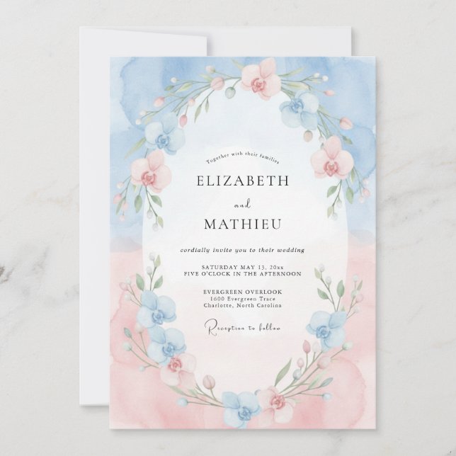 Powder Blue Bloom Wedding Invitation (Front)