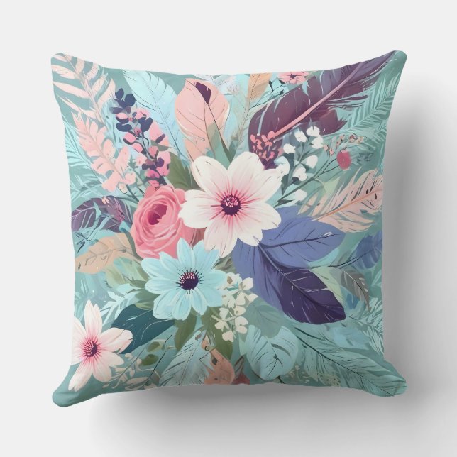 Powder Blue Blossom Cushion (Back)