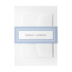 Powder Blue Bold Border Modern Wedding Invitation Belly Band