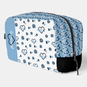 Powder Blue Cheer Hearts, Pom Poms, Megaphone Dopp Kit