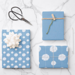Powder Blue Cheerleader Pom Pom Pattern Wrapping Paper Sheet