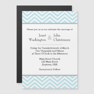 Powder Blue Chevron Magnetic Wedding Invitation
