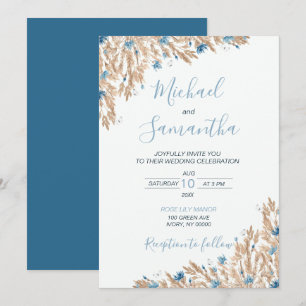 Powder Blue Country Fields Wedding Invitation