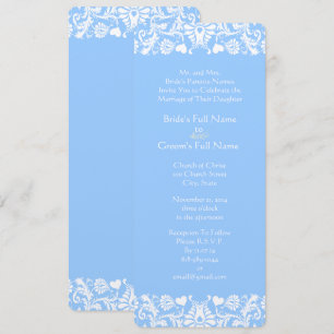 Powder Blue  Damask Wedding Invitation