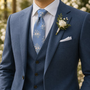 Powder Blue Ditsy Floral Tie