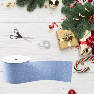 Powder Blue Doodle Christmas Sleigh Pattern Grosgrain Ribbon