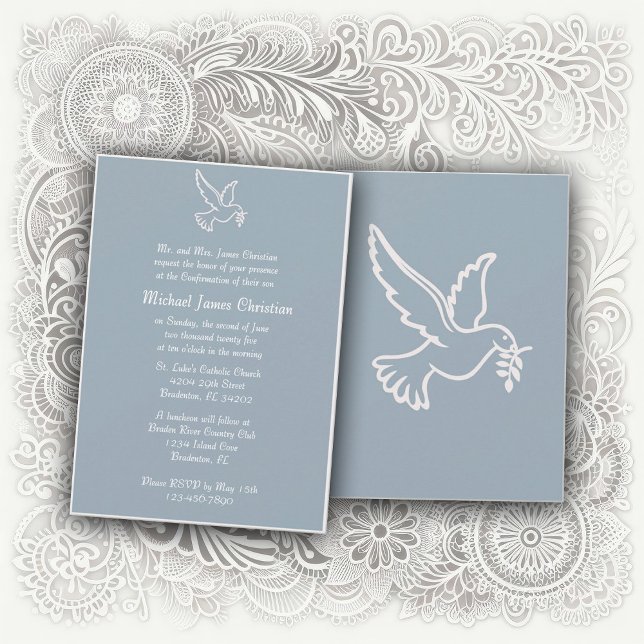 Powder Blue Dove Confirmation Invitation (Creator Uploaded)