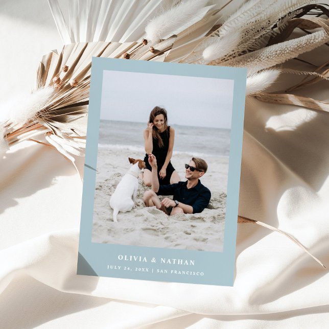 Powder Blue Elegant Text and Photo | Wedding Save The Date (Creator Uploaded)