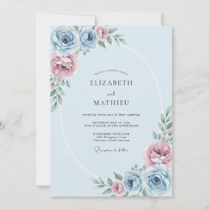 Powder Blue Ethereal Bloom Wedding Invitation