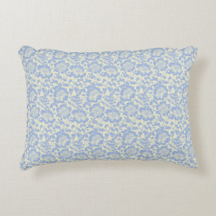 Powder Blue Flowers on Ivory Cream Decorative Cushion
