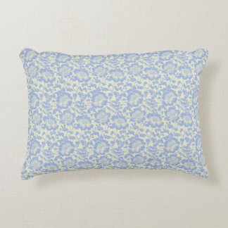 Powder Blue Flowers on Ivory Cream Decorative Cushion