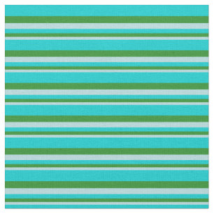 Powder Blue, Forest Green & Dark Turquoise Lines Fabric
