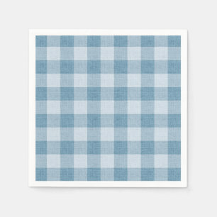 Powder Blue Gingham Buffalo Check Linen Texture Napkin