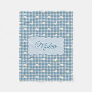 Powder Blue Gingham Goose Buffalo Check Custom Nam Fleece Blanket