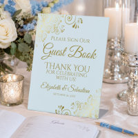 Powder Blue & Gold Please Sign our Guest Book Sign